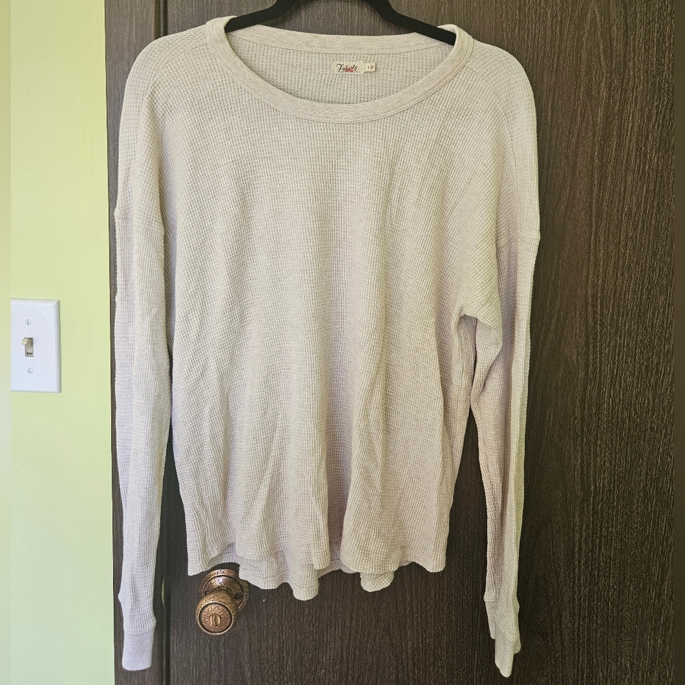 Women's Faherty Thermal Oatmeal Neutral Long Sleeve Top Size Large